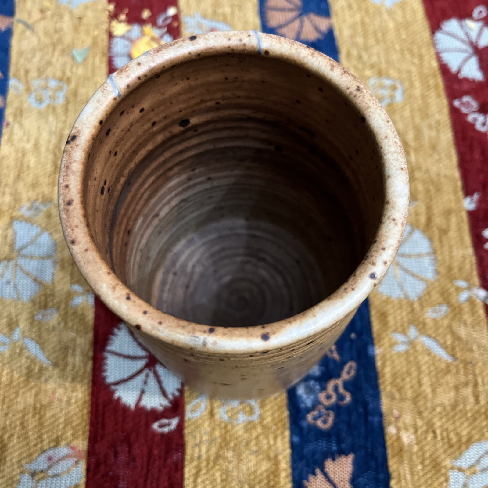 Vintage Studio Art Pottery Vase Mid Century Drip Glaze Earth Tone Signed