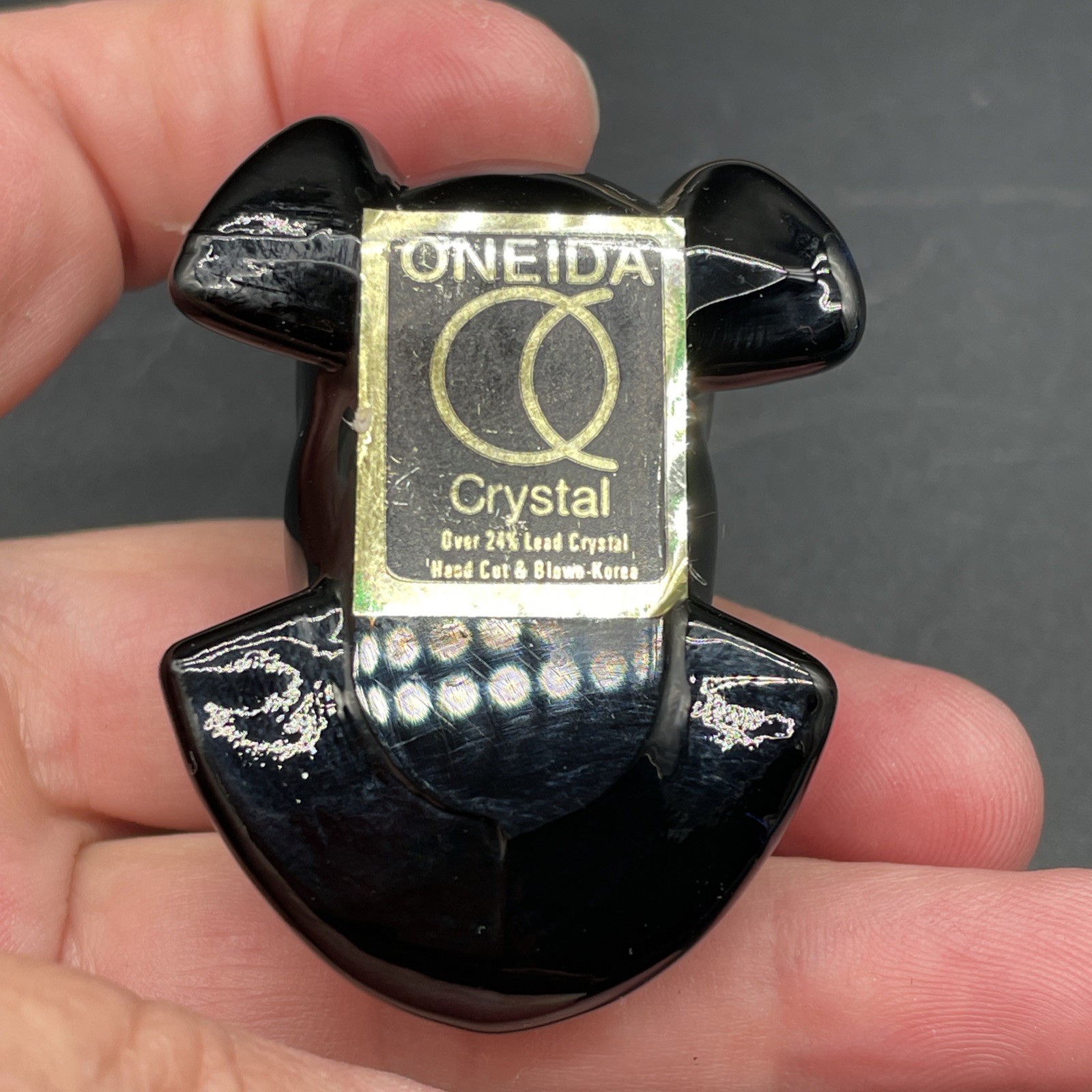 Vintage Oneida Black Seal Figurine Over 24% Lead Crystal Excellent Orig. Sticker