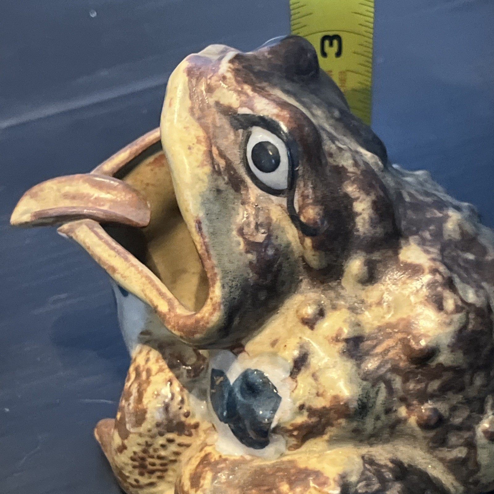Gorgeous Vintage Studio Art Unique Glazed Pottery Horny Frog Toad Ashtray Japan