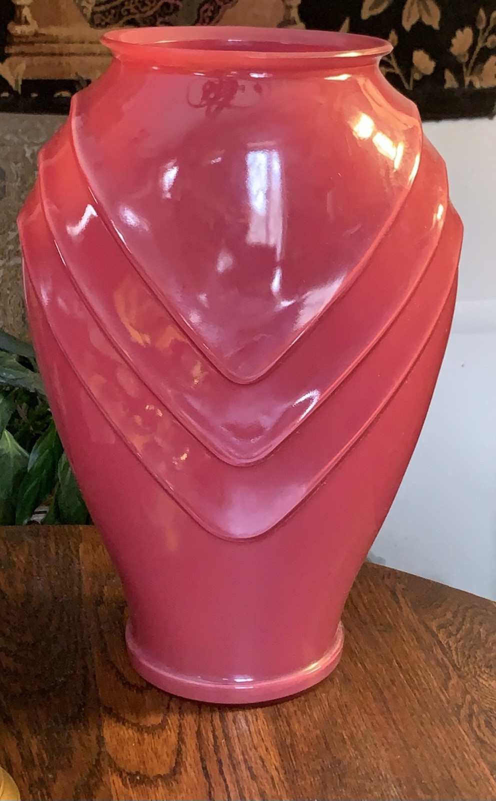 Vtg 1970’s Retro HAEGER Large 16” TableTop Floor Vase Dark Magenta Pink MCM