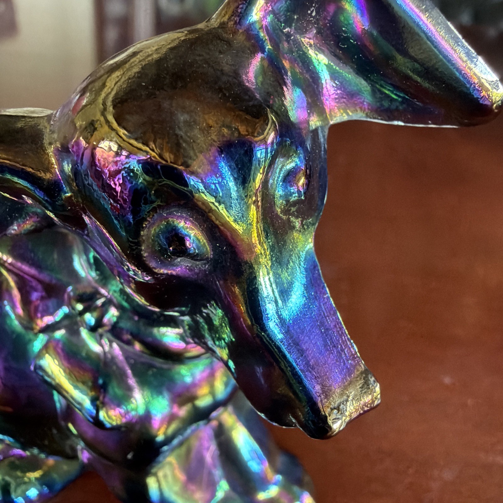 Darling Vintage Imperial Glass Terrier “Parlor” Pup Amethyst Carnival Signed
