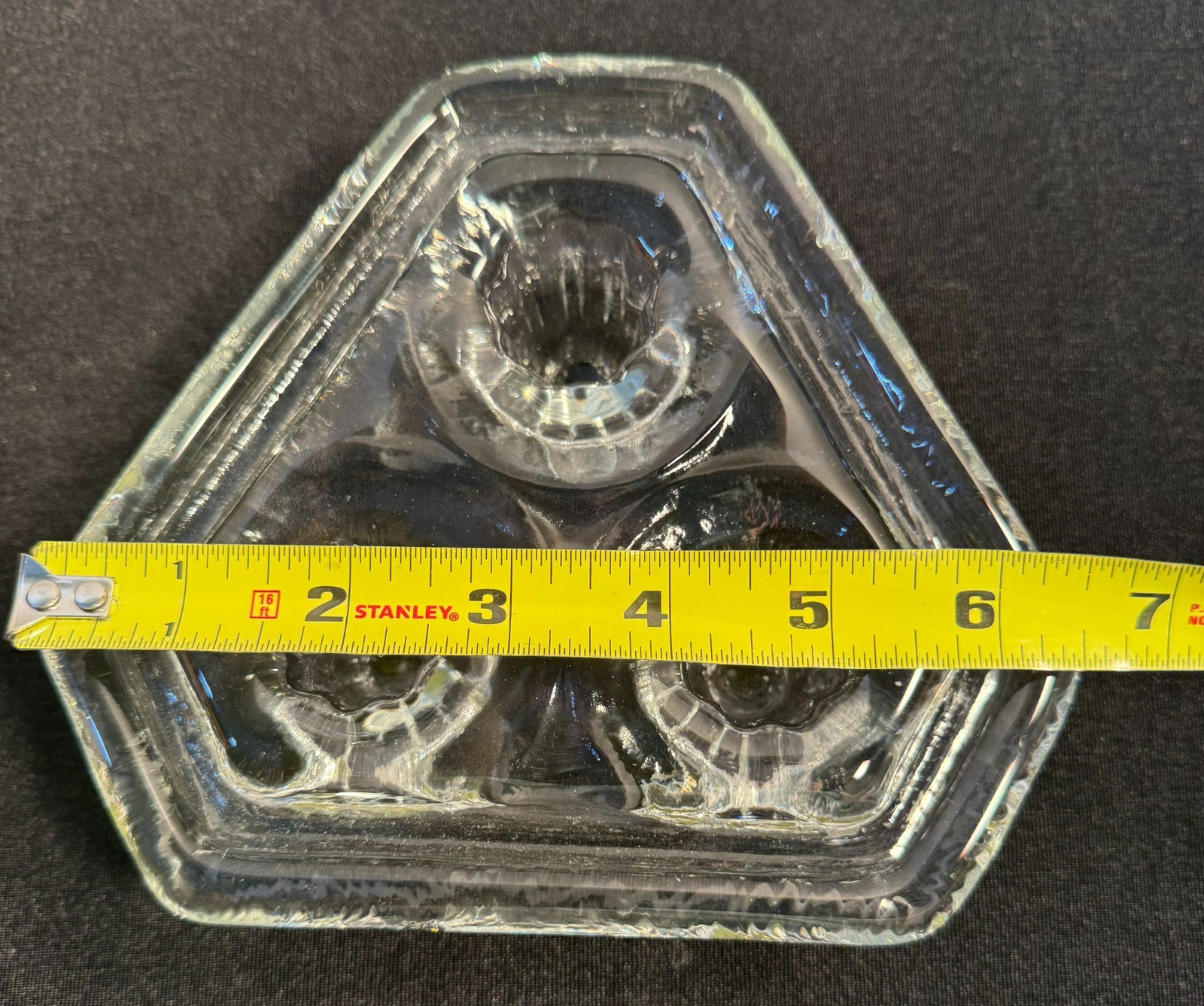 Vtg Clear Glasi Hergiswil Handblown Art Glass – Roberto Niederer 3 Candle Holder