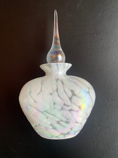 Silvestri White Iridescent Perfume Bottle with Stopper