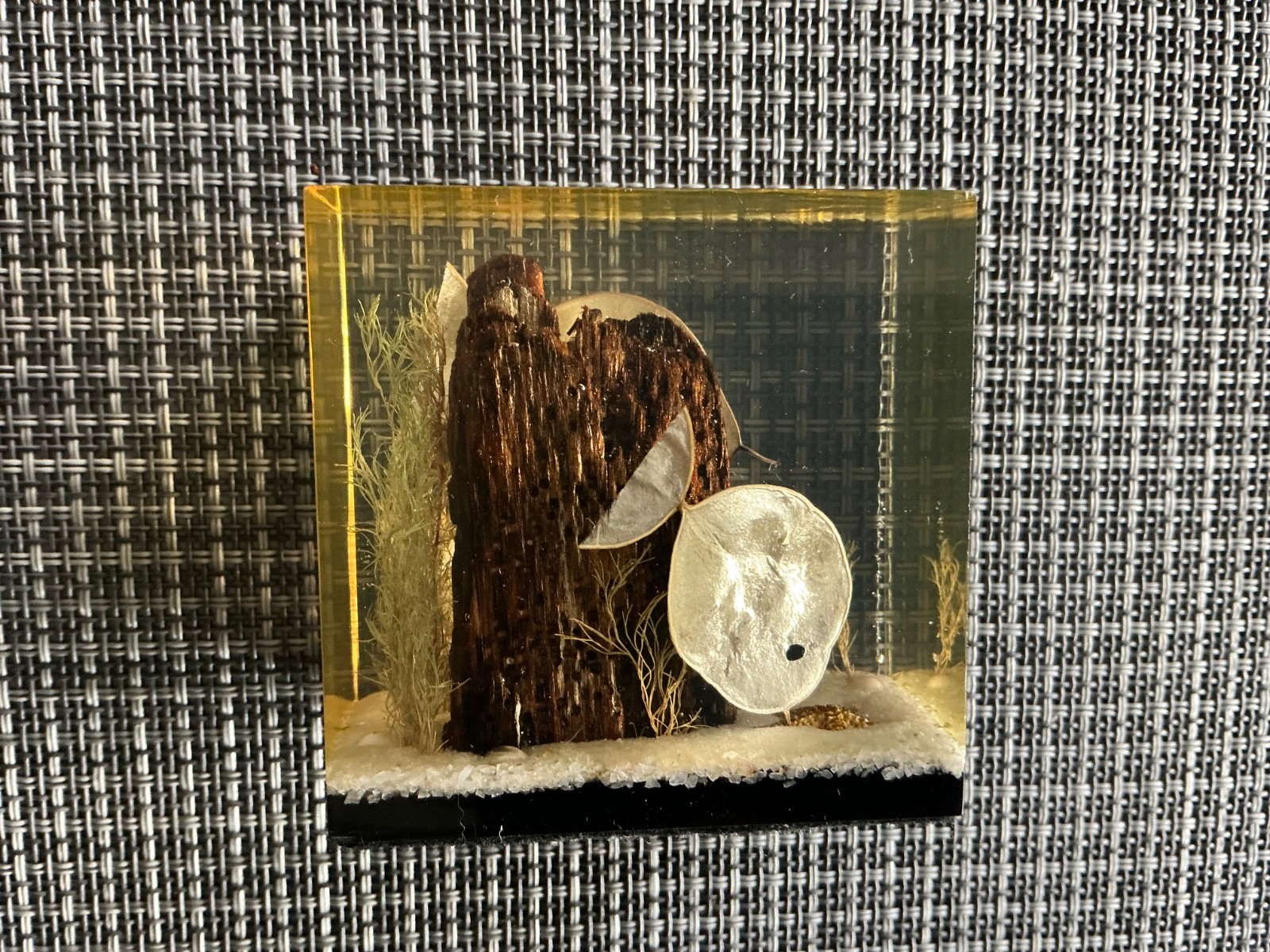 Vintage Lucite Paperweight Made Exclusively For Gump’s San Francisco Ocean Scene