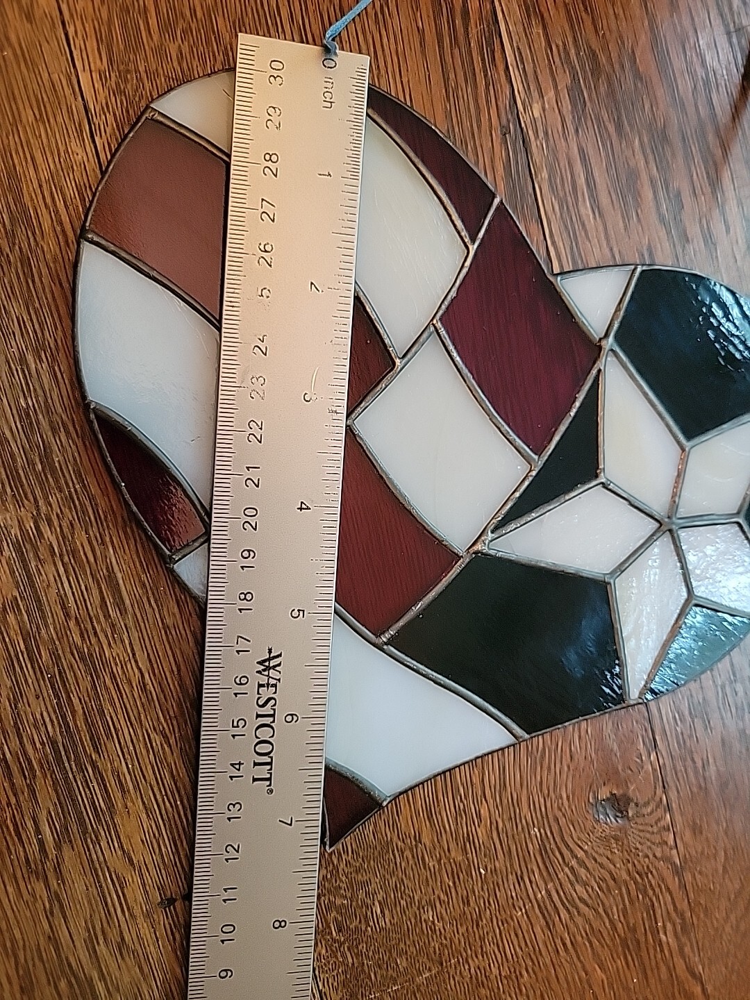 American Heart Shaped USA Flag-Stained Glass-Red, White & Blue Suncatcher