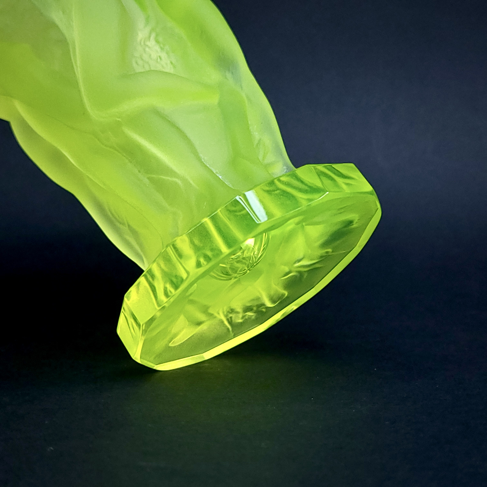 Uranium Glass Vase Nude Women Rare Vaseline Yellow Glass Vase Art Deco