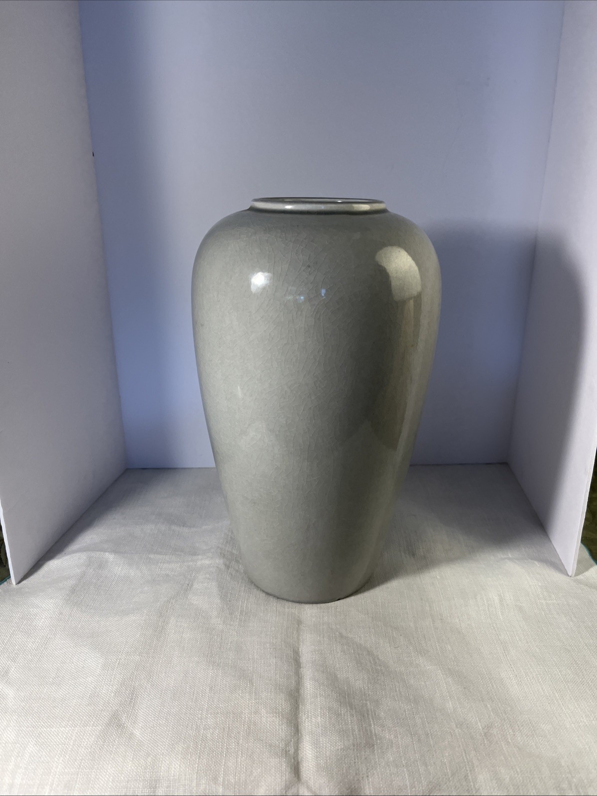 Royal Haeger Pottery Vase Light Gray 10 Inches Tall VTG MCM Minimalist Decor