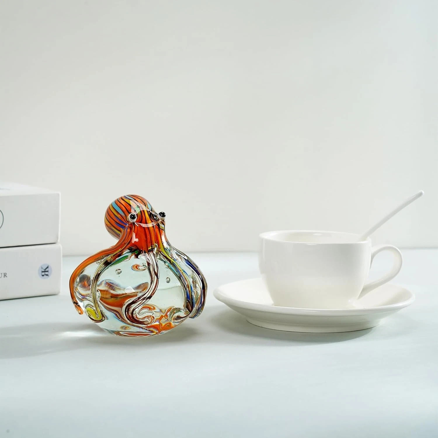 Blown Glass Octopus Decor 3.5″ Octopus Figurine Sea Animal Glass Paperweight