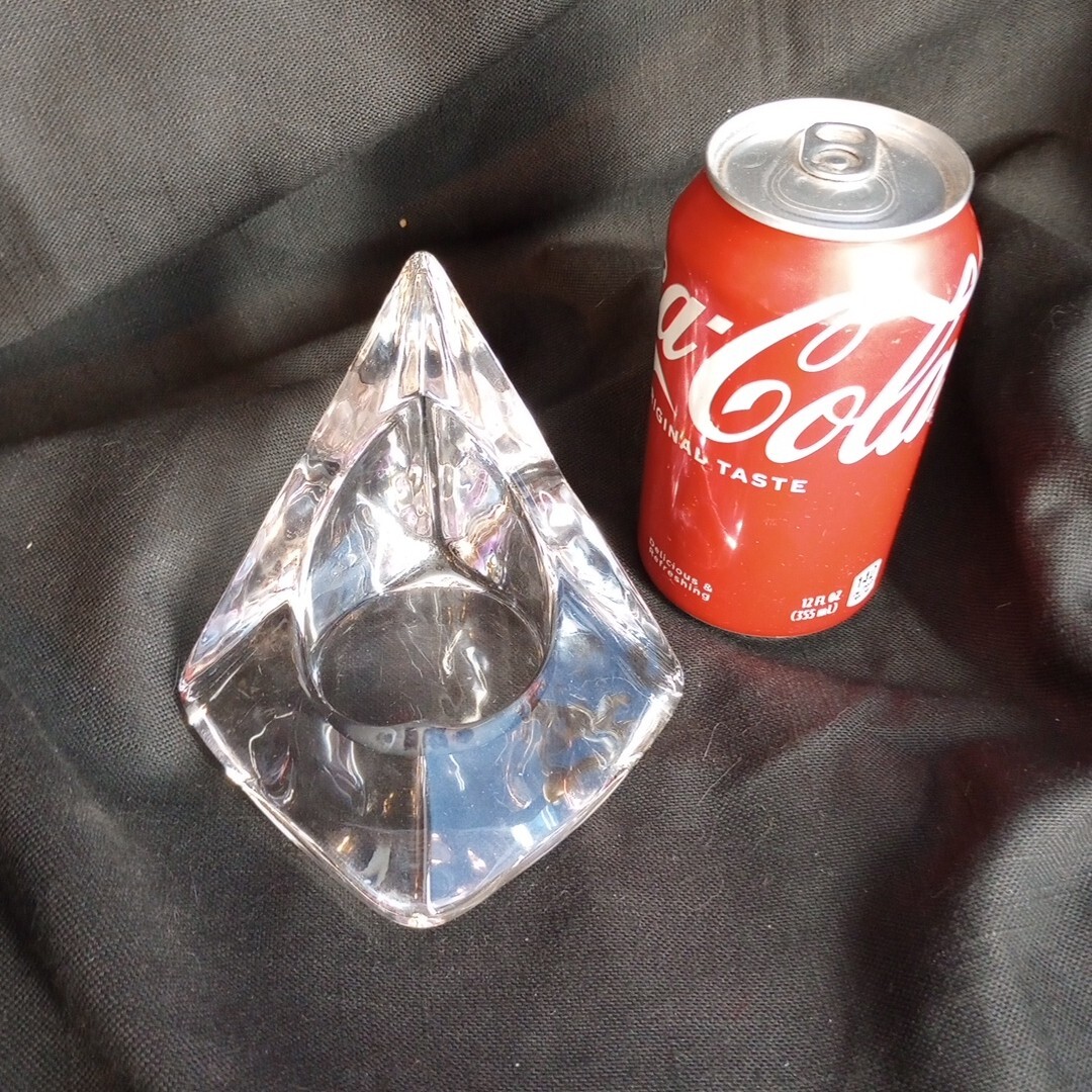 Nybro Small Pyramid Crystal Art Glass Votive Candle Holder, Sweden 3.5 inch EUC