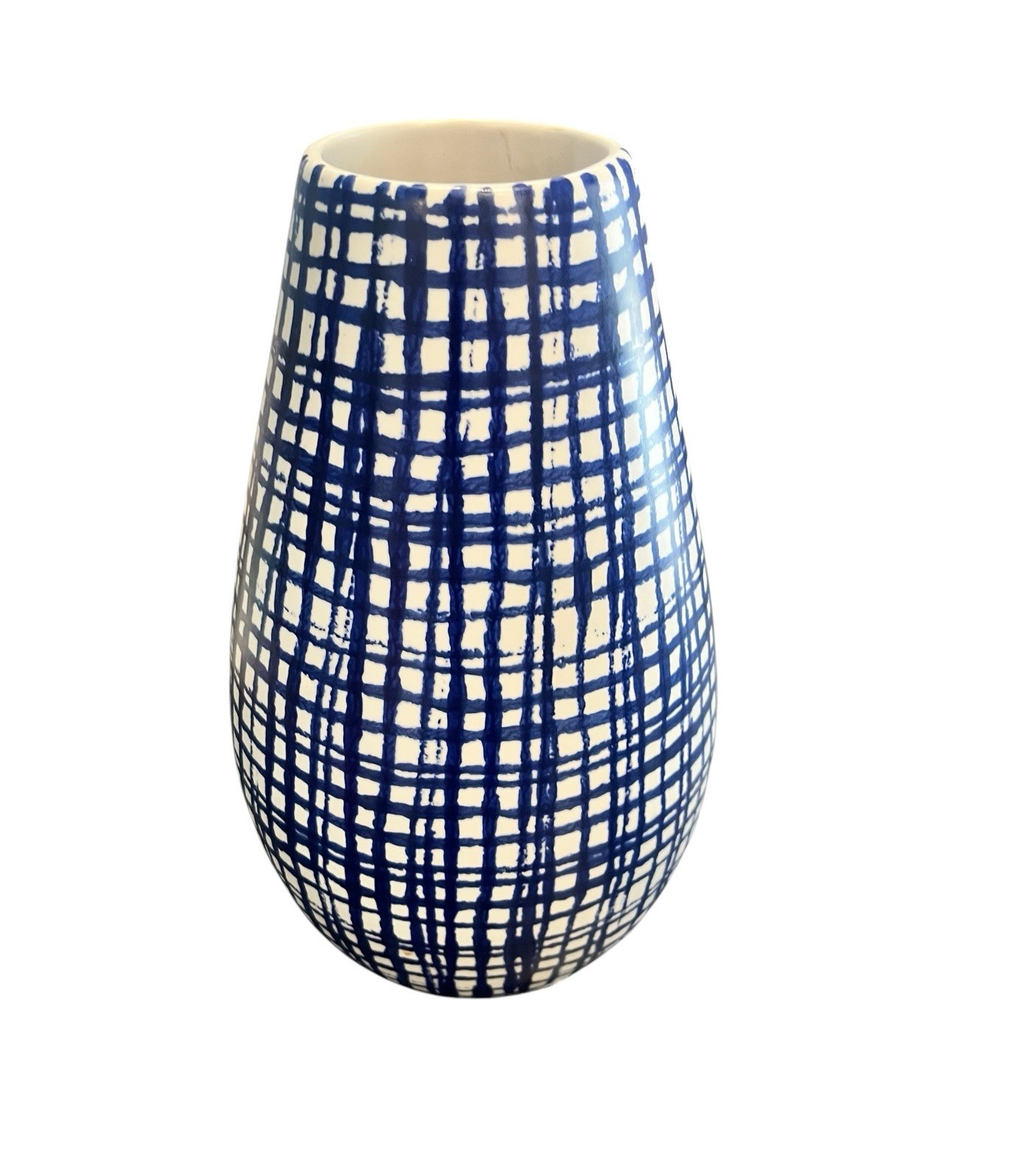 Faiancas Ideal Modern Modernist Blue White Vase Made In Portugal