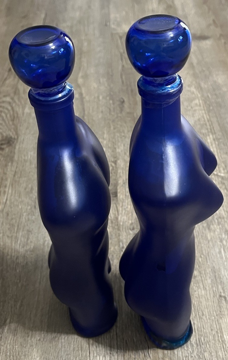 Vintage Woman Man Torso Glass Bottles Human Figure Decanters Kefla Rare Abstract