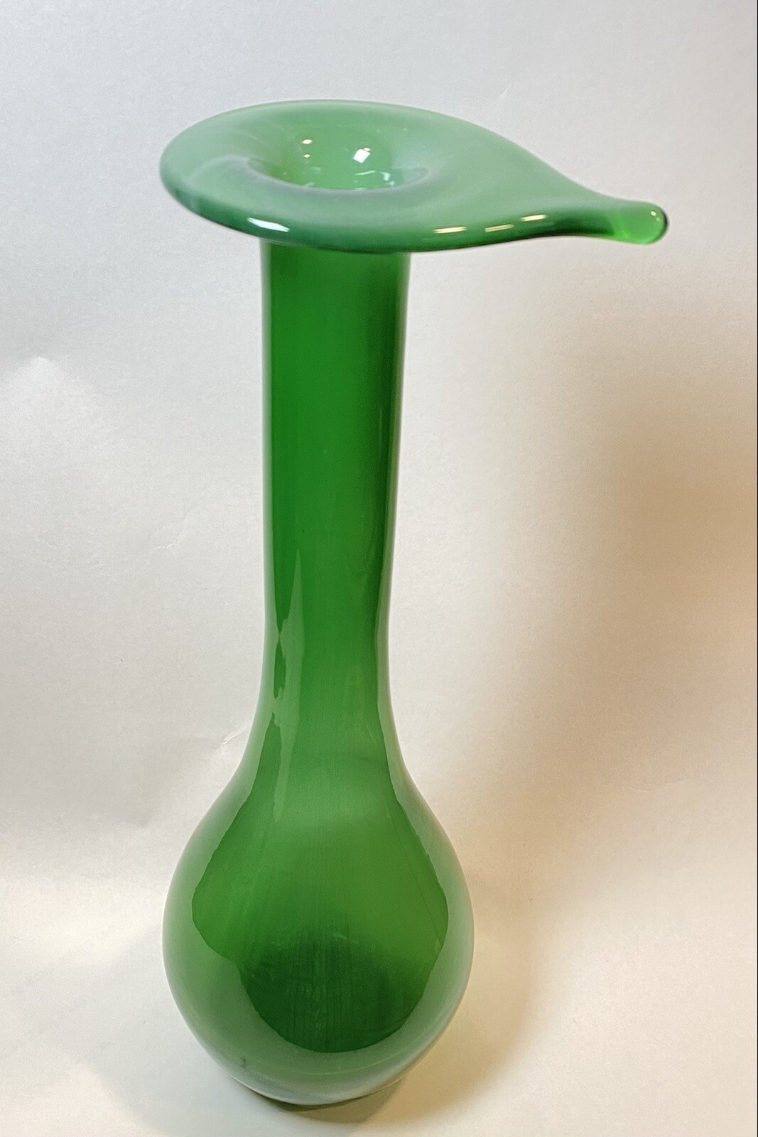 Green Flange Rim Base Modernist Art Glass