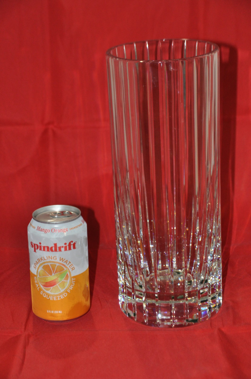 Baccarat, France 12” Signed “Harmonie” Vase, Distinctive Vertical Cut Crystal