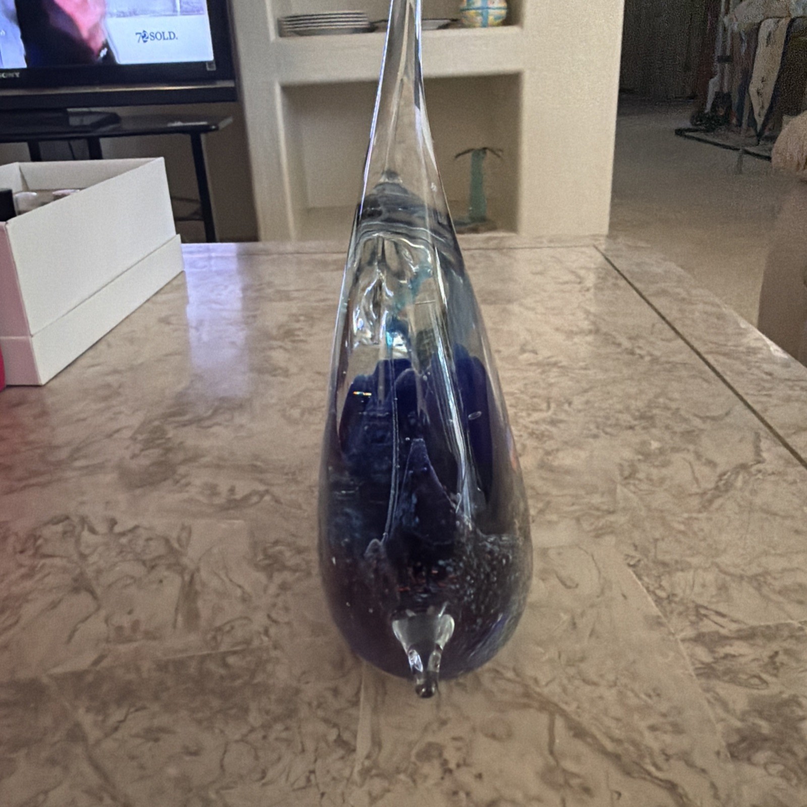 Lot 2 Italian Art Glass Fish Tank Aquarium Sculpture 9″ Tall Murano Style