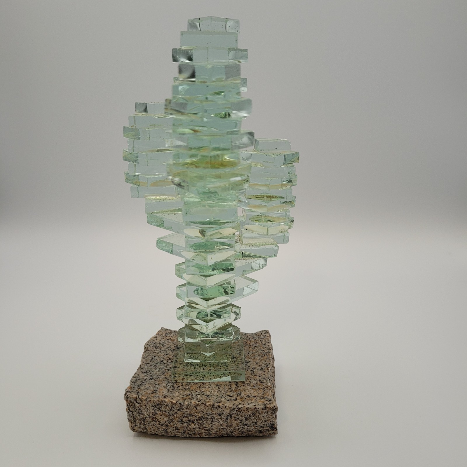 Stacked Art Glass Saguaro Cactus Figurine Sculpture Southwest Approx 7”H
