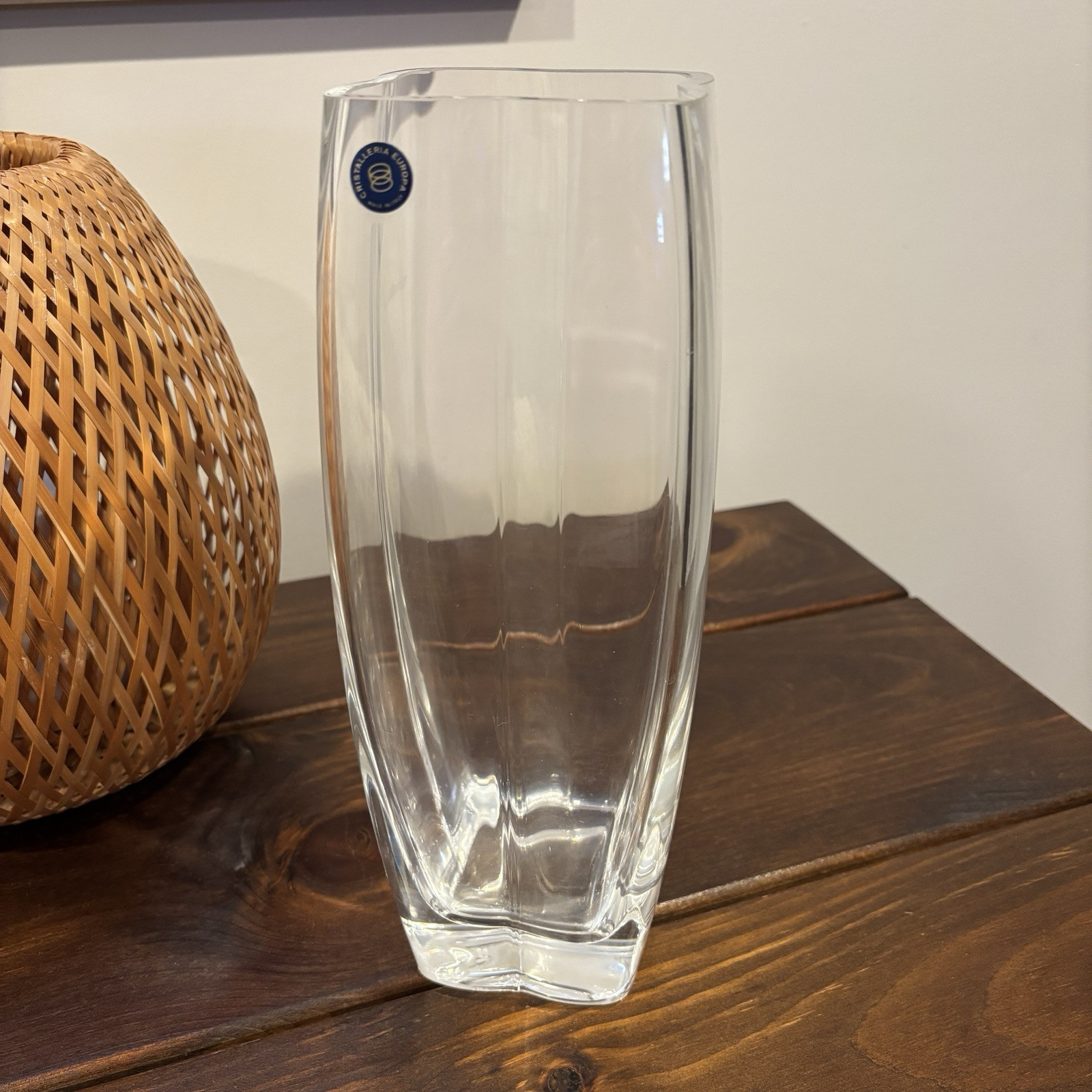 CRISTALLERIA EUROPA Vase Made in Italy 11.5″ Classic Crystal Modern