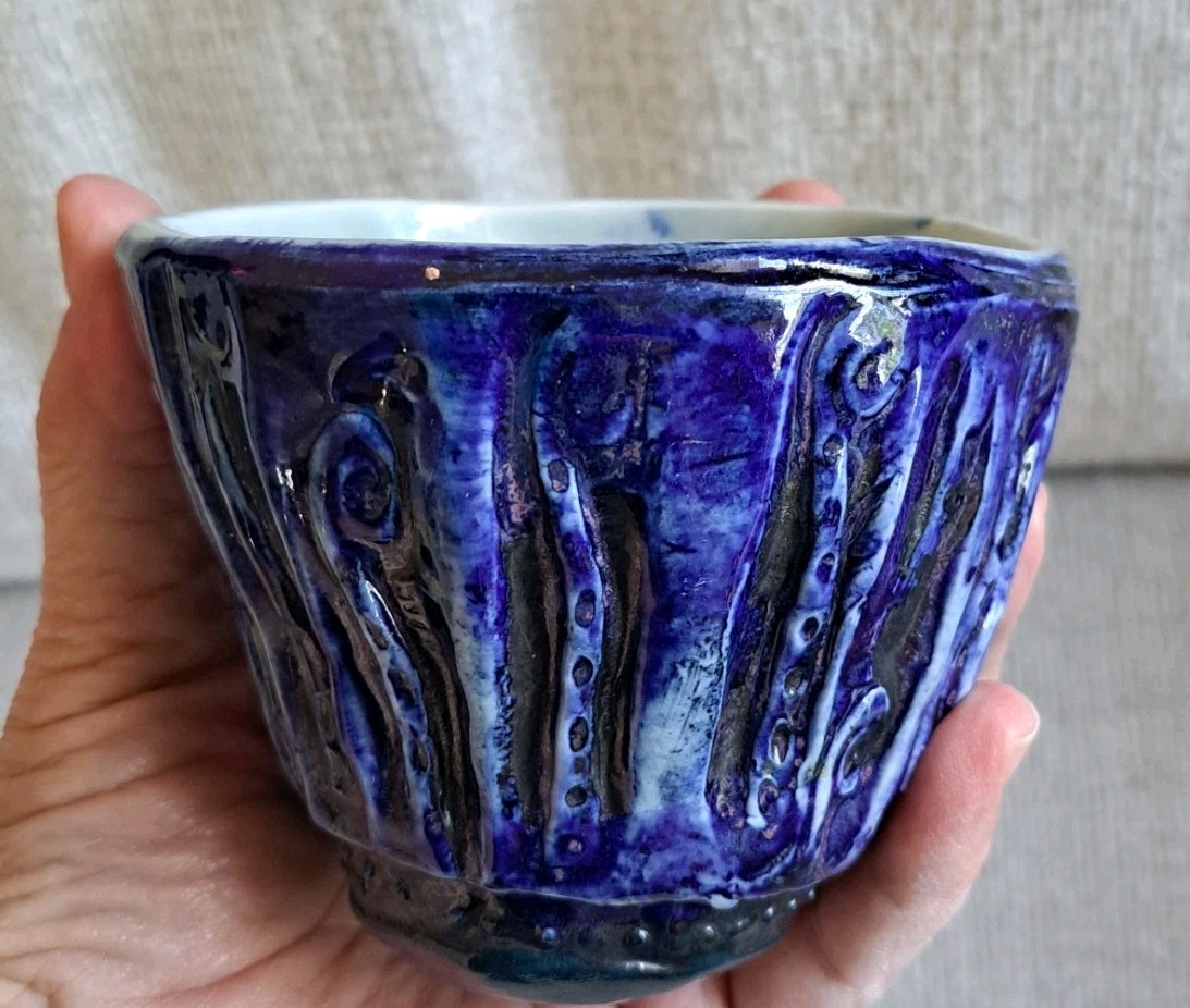 Small Studio Pottery Royal Blye Succulent Plant Pot Eclectic Trinket Bowl #C106