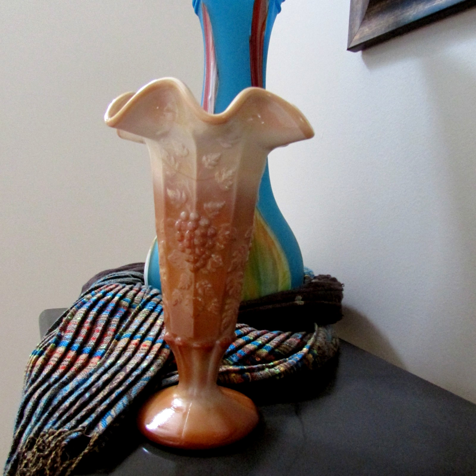 FENTON GLASS 2004 MUSEUM COLLECTION CHOCOLATE SLAG FOOTED VASE 8″ 100 ANNIV.