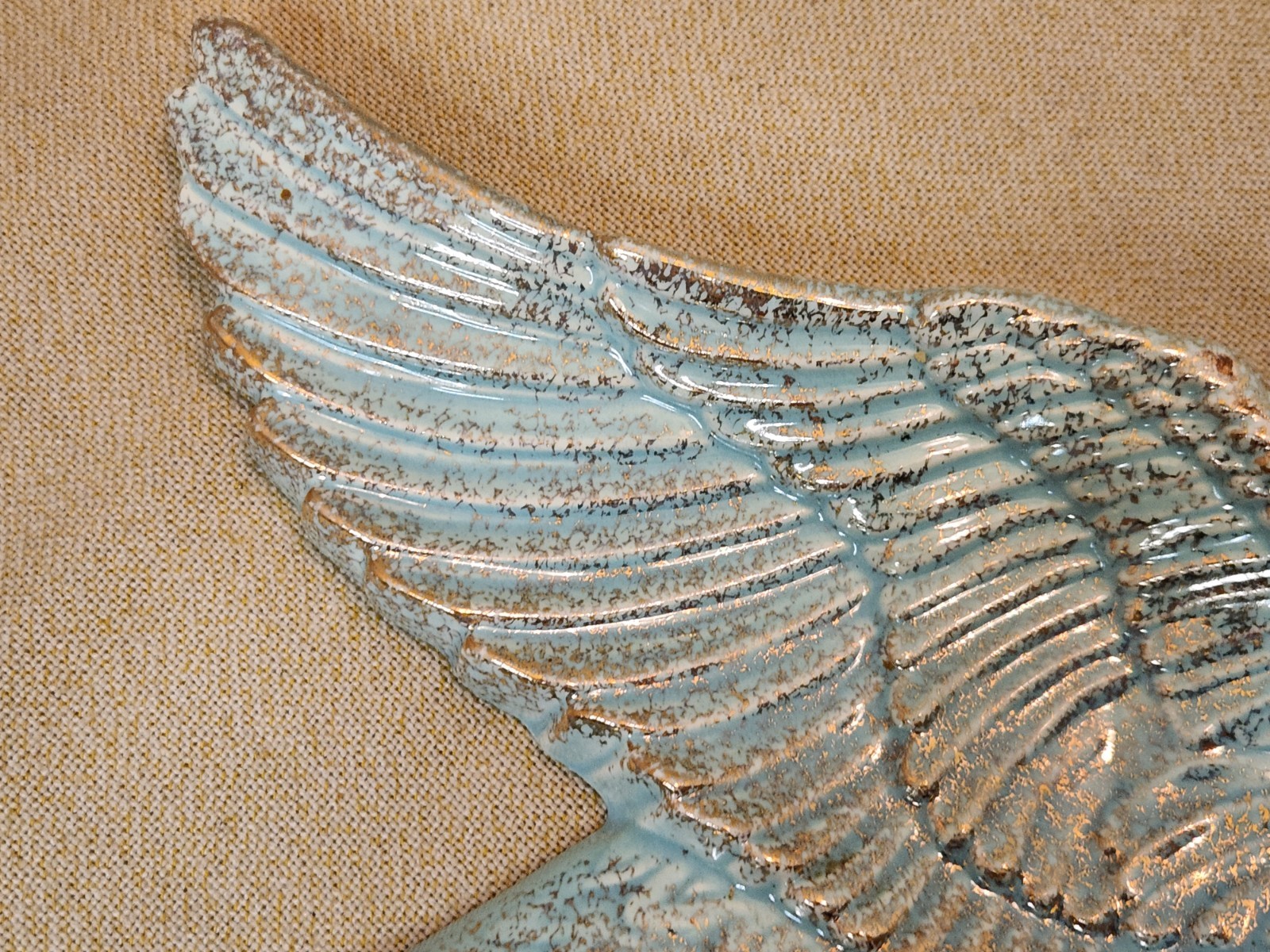 Vintage California Originals Pottery MCM Flying Goose Duck Turquoise Blue Gold