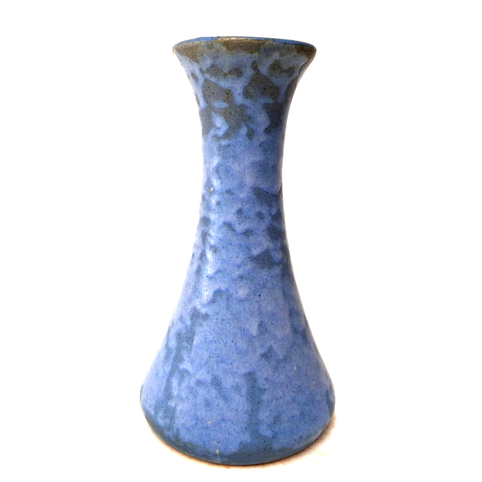 McCoy Vellum Vase Blue Mottled Glaze Hourglass Pottery Vintage USA