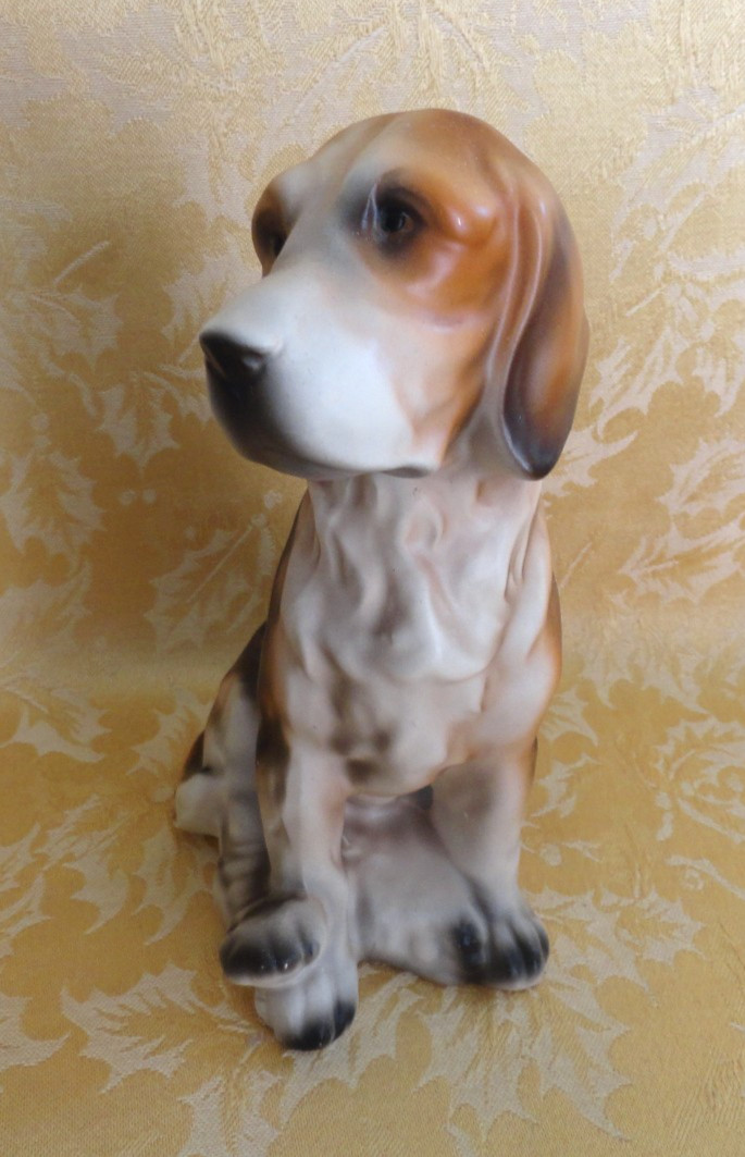 Norleans Hand Painted Ceramic Beagle Puppy Dog Figurine Japan 6 3/4″H 1950’S