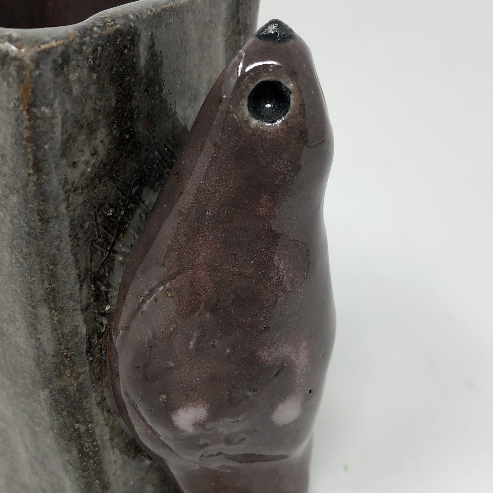 Studio Pottery Figural Bird Vase Tree Trunk Handmade Hobbyist Brutalist OOAK 4″