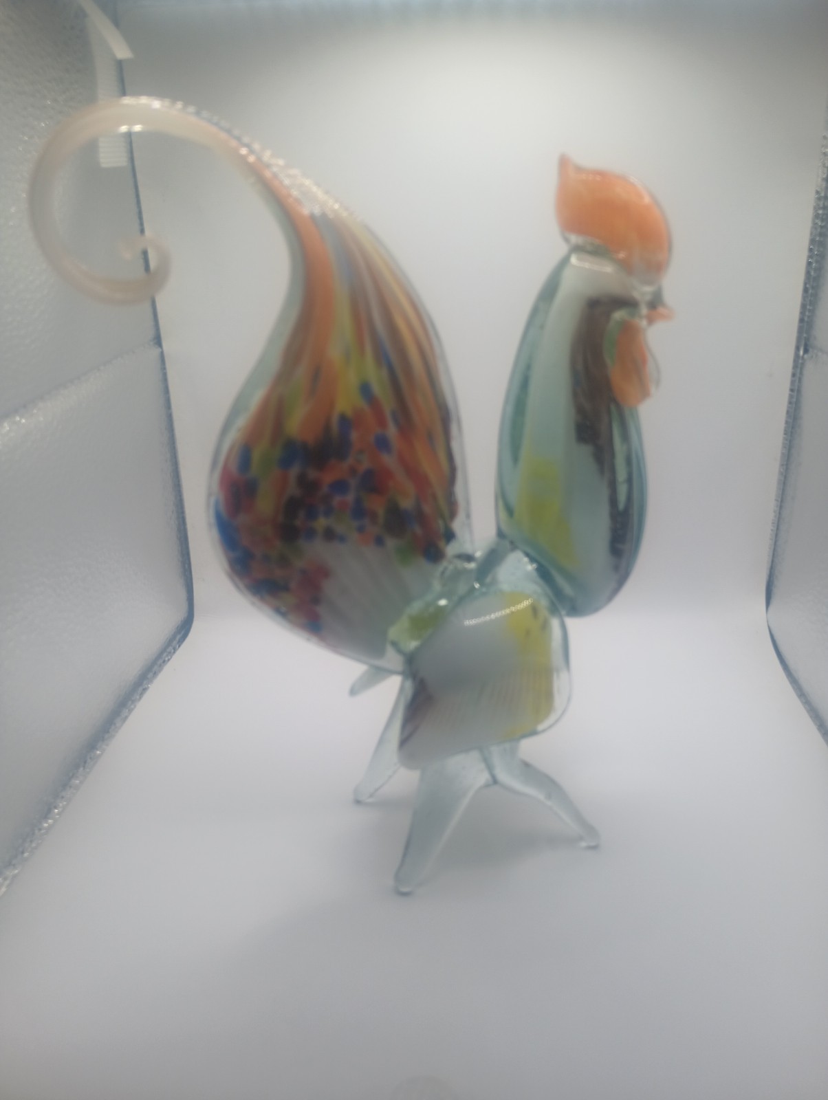 Rooster Glass Hand Blown Multicolor Vintage
