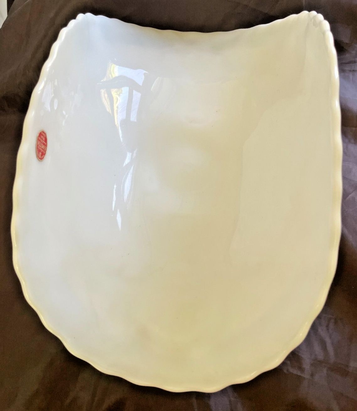Mid-Century Authentic SMITH milk glass Footed FOLDED DISH Banana Boat MCM