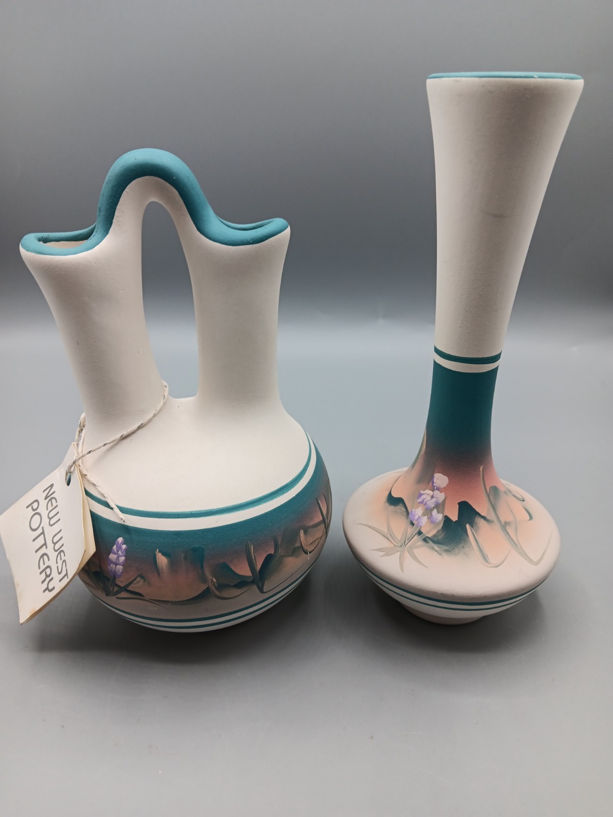 NEW WEST POTTERY Hand Painted Southwestern Wedding Vase 6.5 X 4.0 inch & Vase