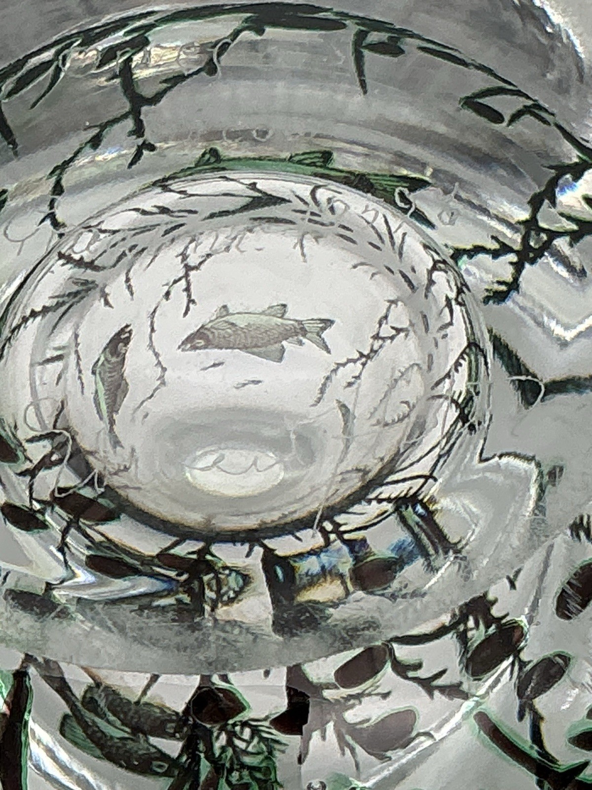 Orrefors Fish Underwater Aquarium Graal Vase Edward Hald Sweden 5.25 Inches