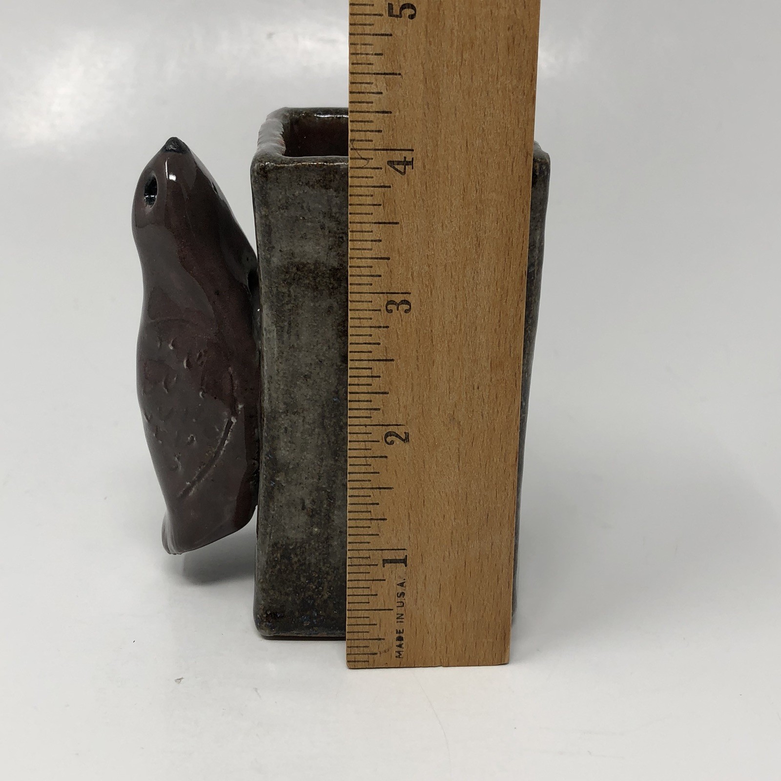 Studio Pottery Figural Bird Vase Tree Trunk Handmade Hobbyist Brutalist OOAK 4″