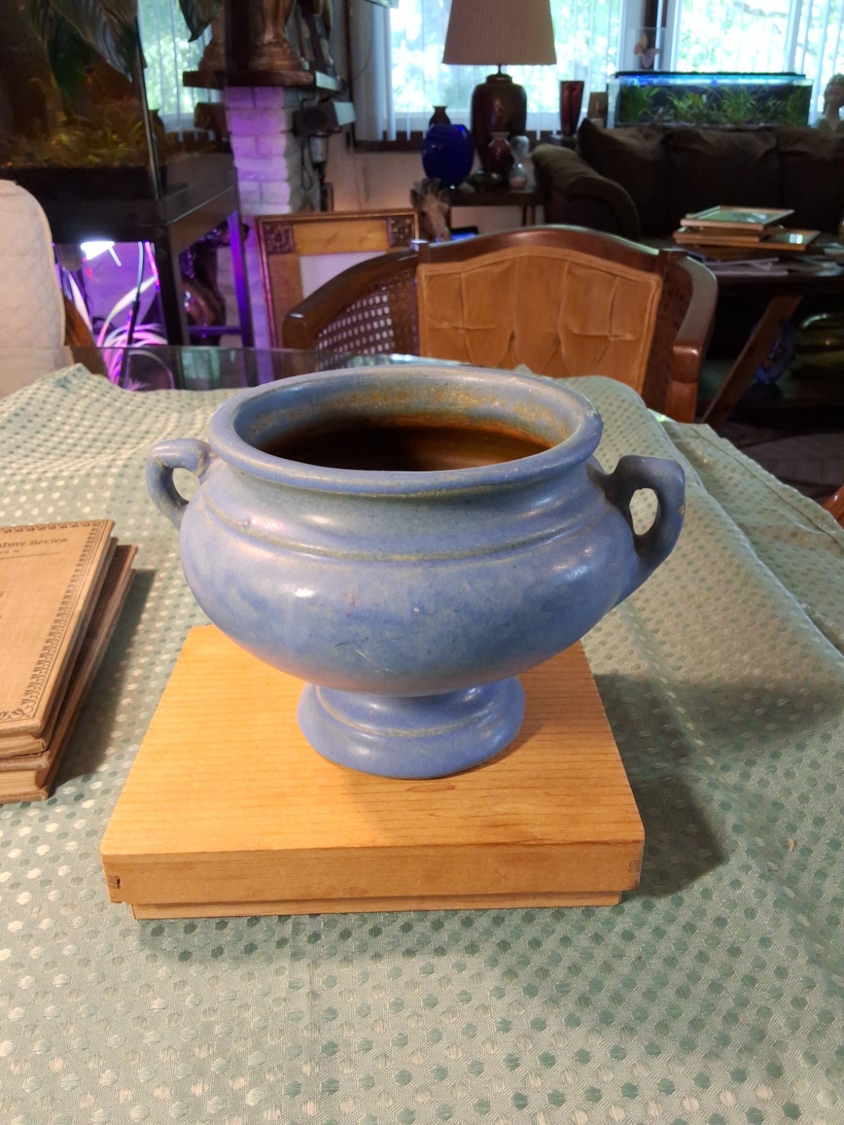 Vintage Brush McCoy Vellum Blue Matte Art Pottery Jardiniere Planter #699 1930s