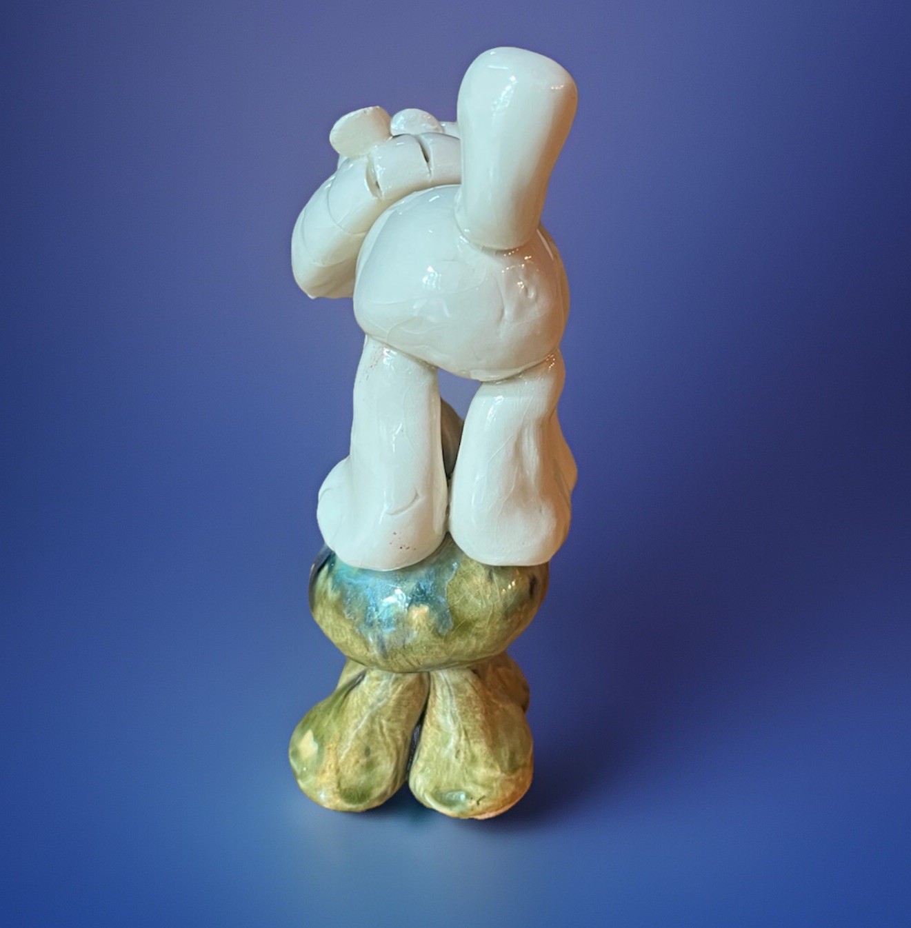 Handmade Clay Sculpture of a Lion on a Turtles Back. Whimsical, 5 1/2 Inches