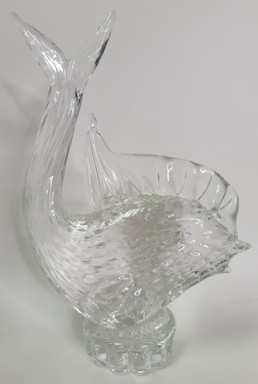 Vintage Clear Art Glass Figural Dolphin Fish 8 5/8″
