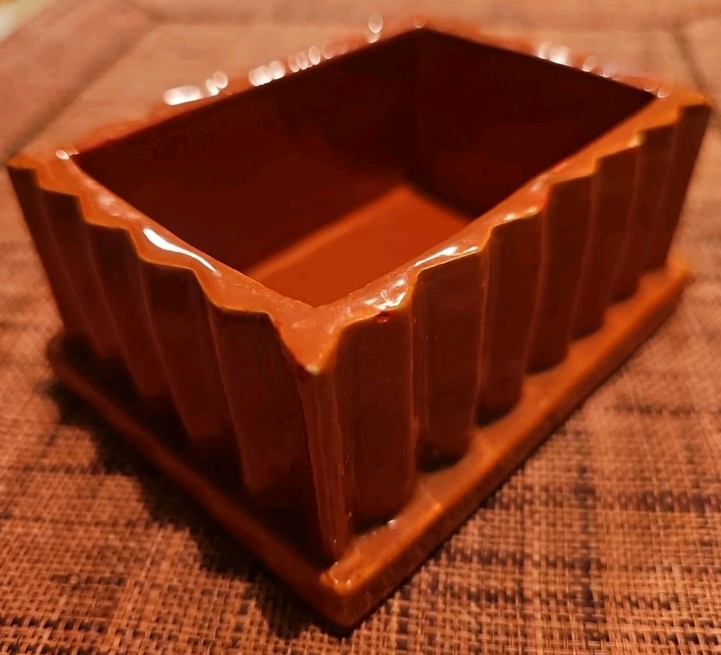 Cigarette Pottery Trinket Box w/Lid 60s Orange Ceramic MCM Italy #’d 75-57-READ