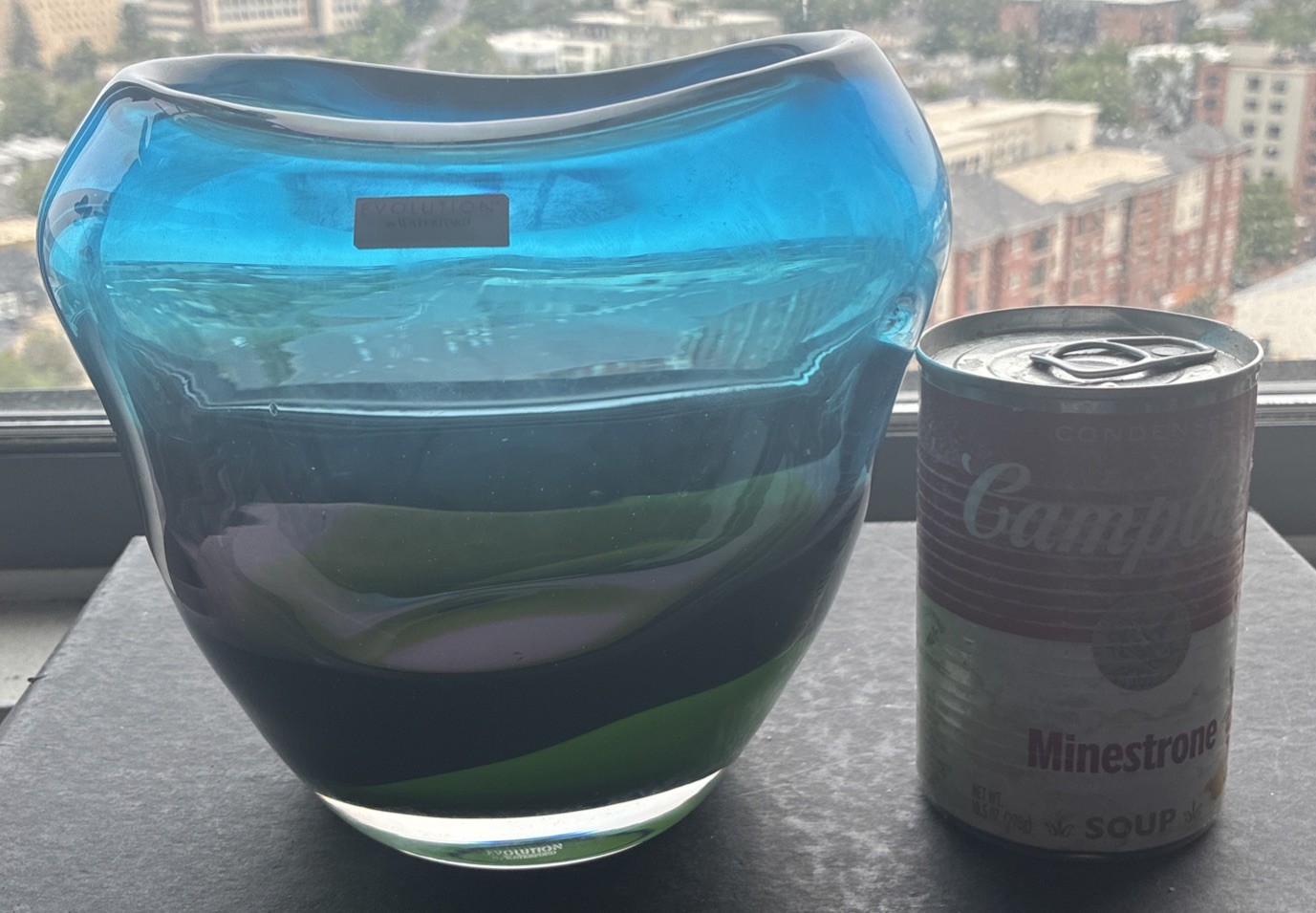 Chic WATERFORD EVOLUTION Blue & Green HORIZON Glass Bowl/Centerpiece- RETIRED