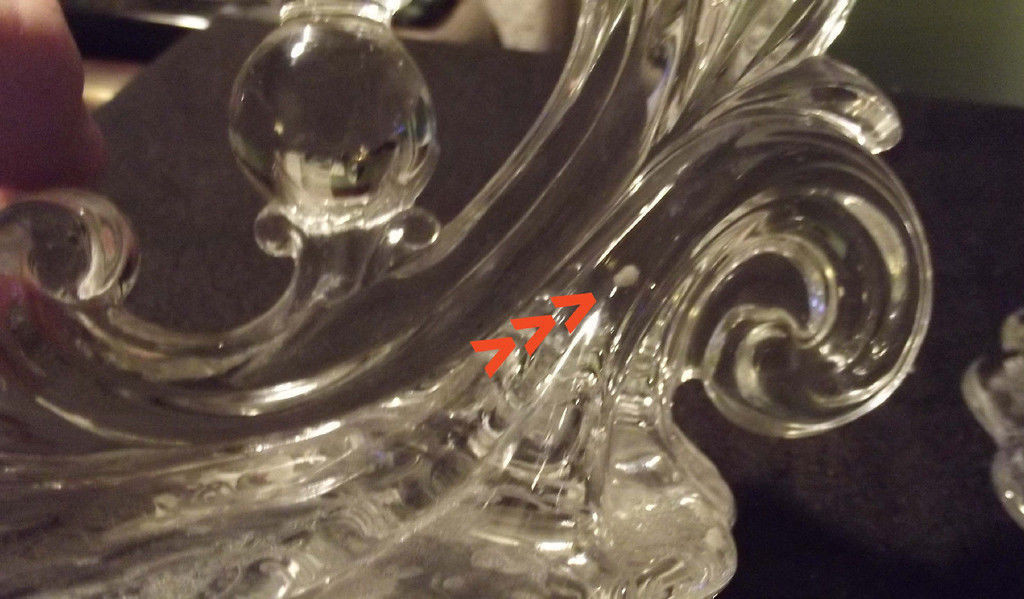 Cambridge Rose Point #1338 three light pair of candle holders