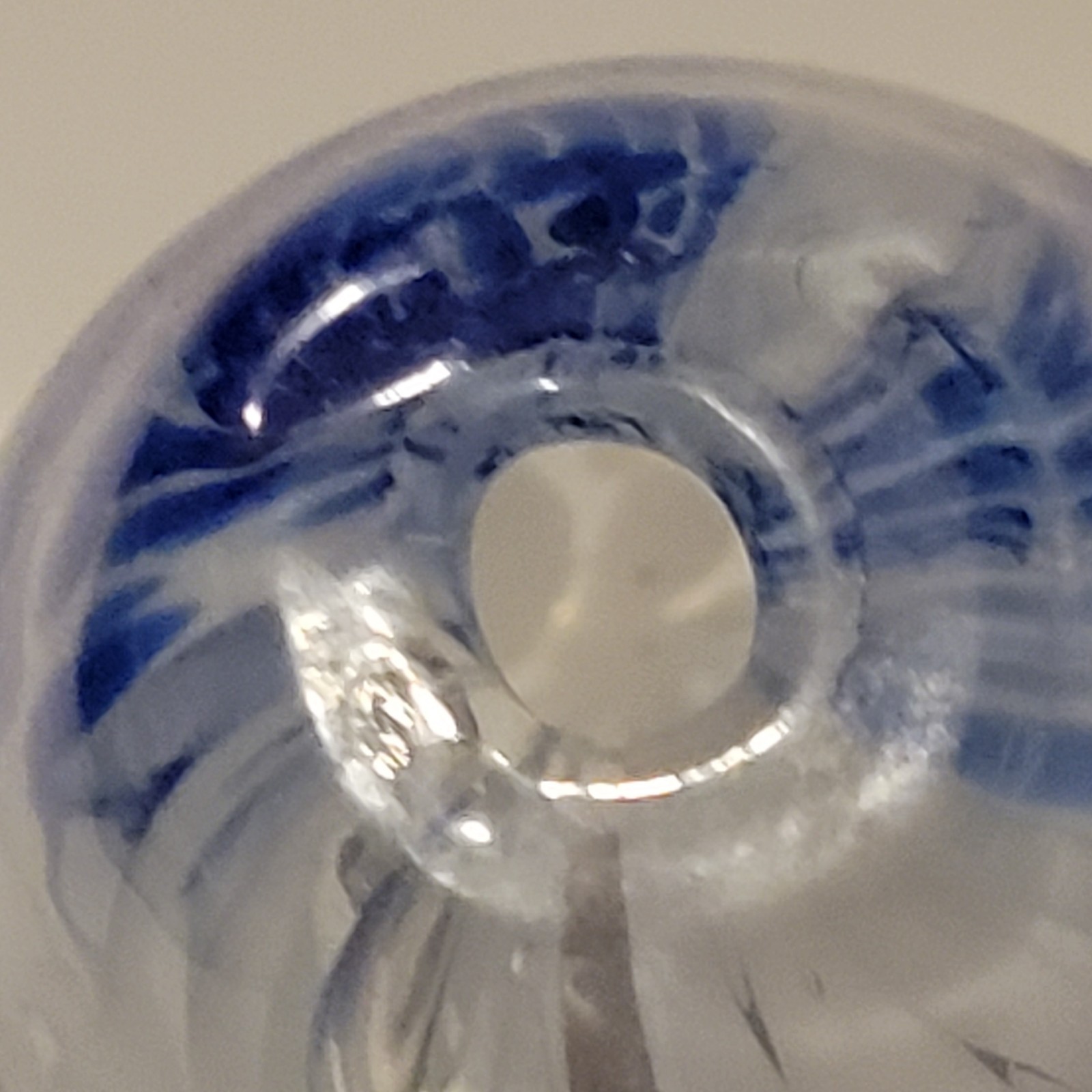 Art Glass Pedestal Bud Vase Swirls of Cobalt Blue, white in Clear – Paperweight?