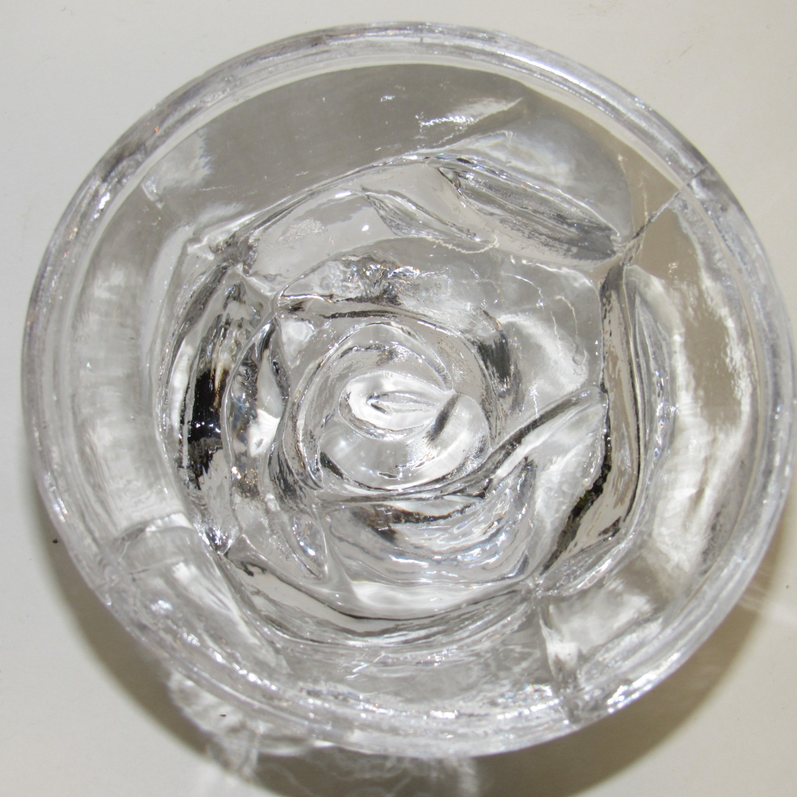 Vintage Clear Glass Rose Paperweight • 4” • Sculpted Petal Design • Solid Molded