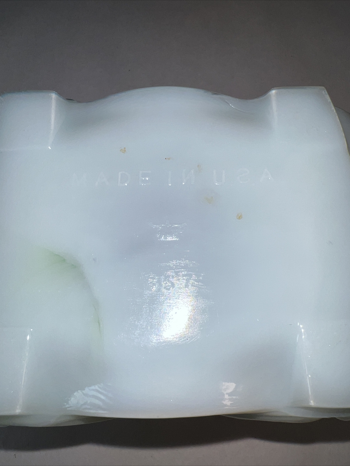 Vintage Akro Agate Green And White Slag Glass Footed Planter With Daisies