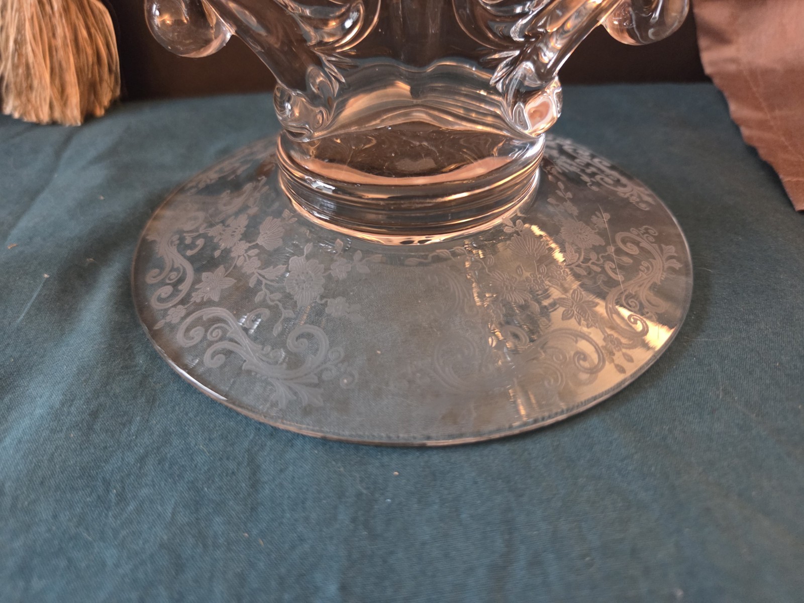 Vintage Cambridge Glass Rose Point Pristine Pair Keyhole 2-Light Candelabras 340