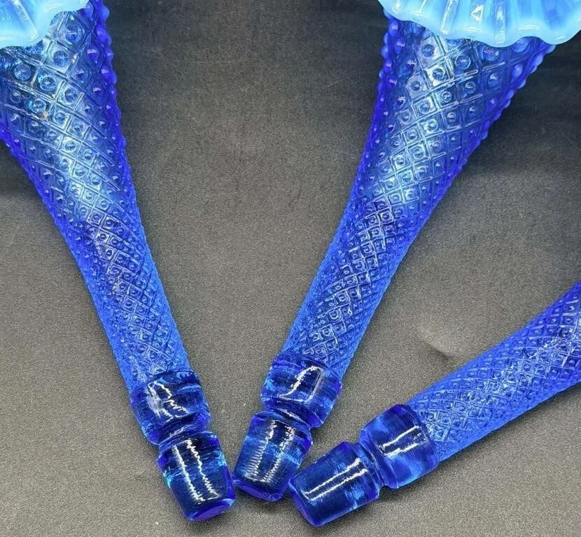 Fenton Sapphire Blue Opal Diamond Lace Epergne – Free Shipping