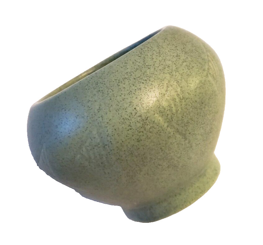 VTG Ceramic Matte Green Speckle Floraline Vase or Planter – #415, 4″ Tall x 5.5″
