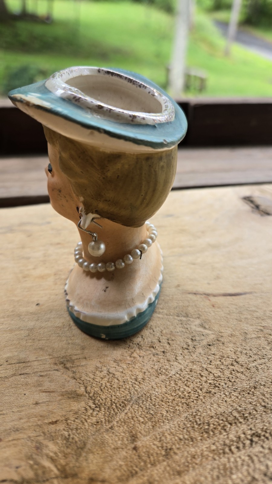 1950s Lady Head Vase Succulent Planter 3.25 Inches Tall