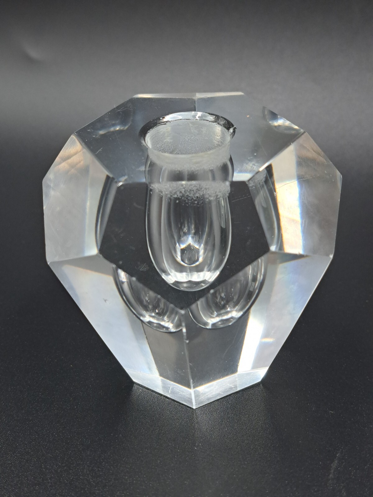 2 Vintage Modern Scandi Style Crystal Faceted Bud Vases MCM