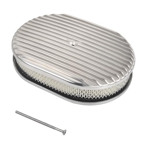 12’’ Air Cleaner for Carburetor, Oval Polished 12’’-Fully Finned-Polished