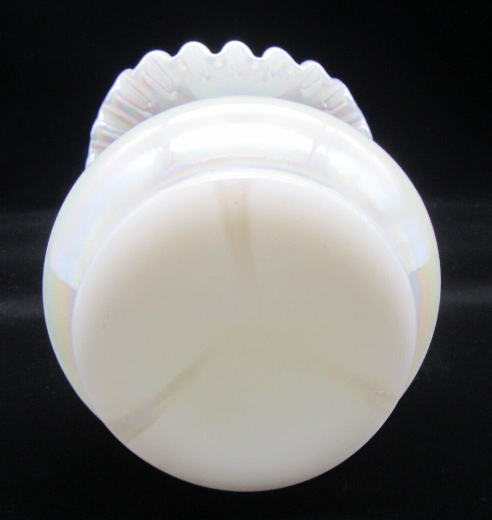 Fenton White Iridescent Jack in the Pulpit Vase 8 3/4″ Tall