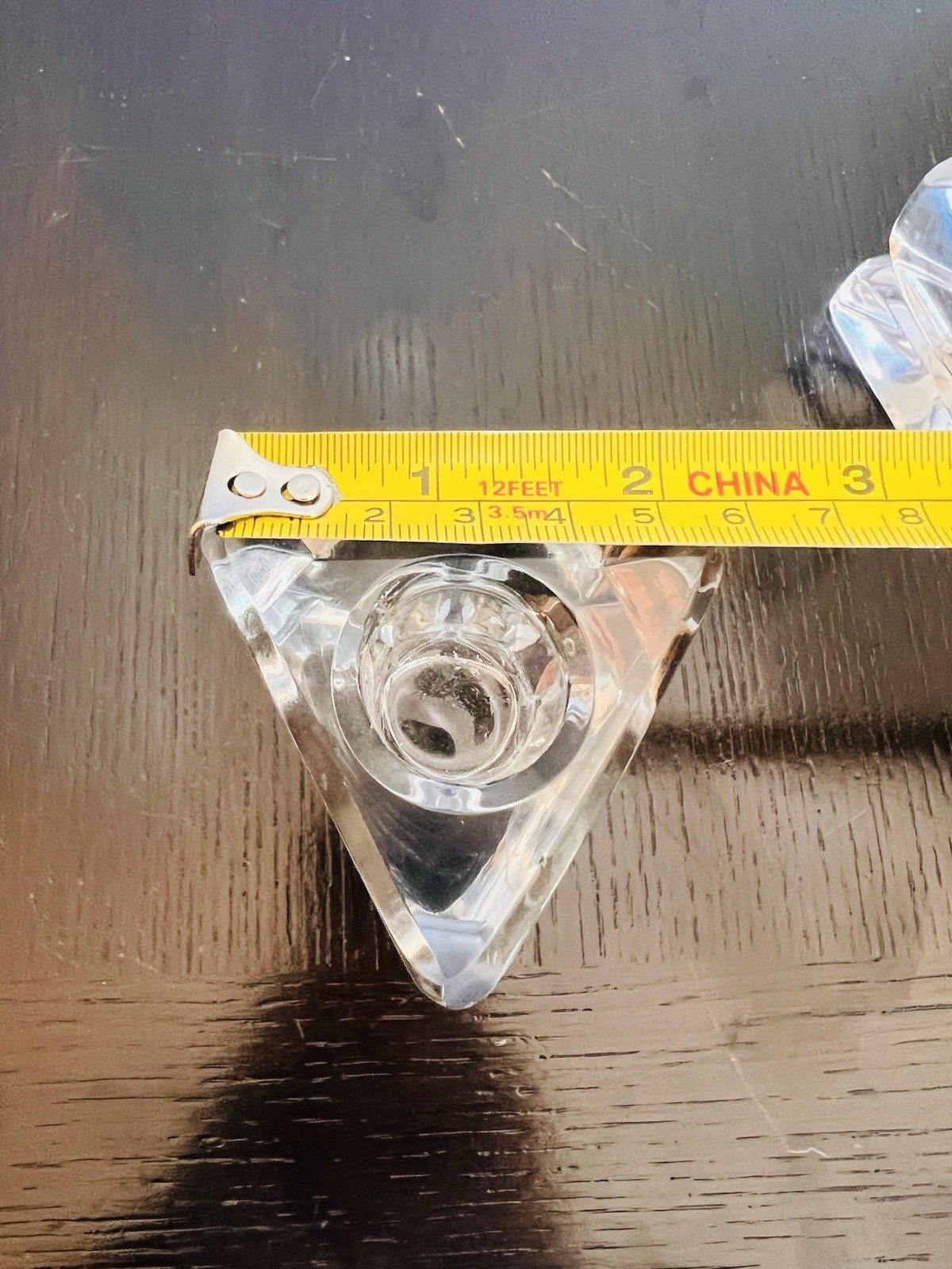 Vintage Rogaska Signed Crystal Candlestick Holders Pair Modernist Prism Triangle