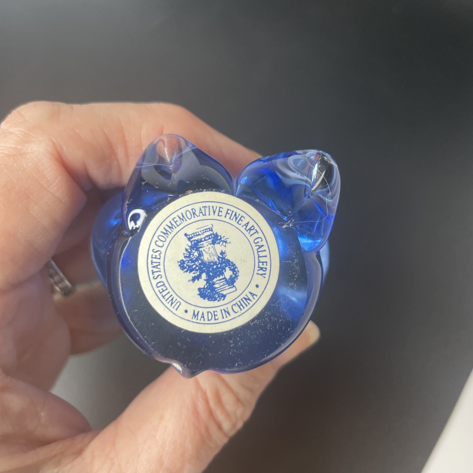 Blue Glass Koala Bear United States Commemorative Fine Art Gallery With Label