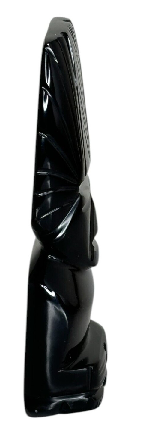 Black Obsidian Gold Sheen Stone Aztec Sculpture Hand Carved READ